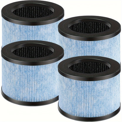 4-Pack of H13 True HEPA Replacement Filters for Air Purifiers, Compatible with multiple models, made with high-efficiency plastic material.