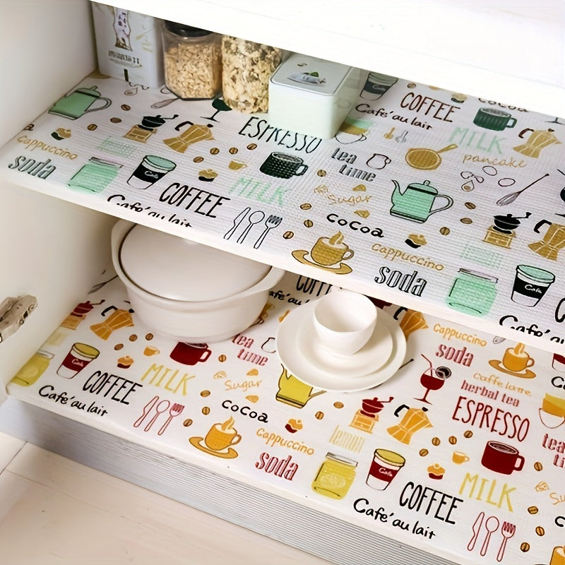 1 Roll of Cute Cartoon Printed Multifunctional Drawer Liner - Waterproof and Oil-Proof Non-Adhesive Pad for Wardrobe, Shoe Rack, Cabinet, Shelf, and Counter. Ideal for Home Decor, Kitchen Gadgets, Organizers, and Storage.