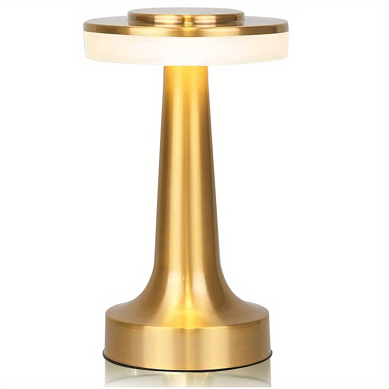 1pc Elegant Golden LED Table Lamp with Touch Control, 3-Level Brightness, USB Powered