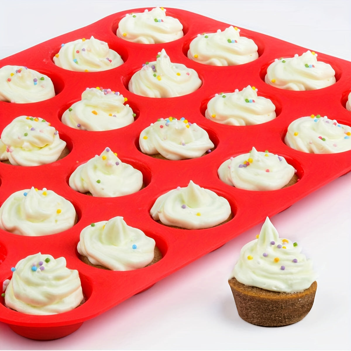 1 piece Silicone Muffin Pan Mini with 24 Cups Cupcake Pan, Nonstick Silicone Baking Pan for Cupcakes and Mini Cakes. Perfect for Making Muffin Cakes, Tarts, and Fat Bombs. Dishwasher Safe.