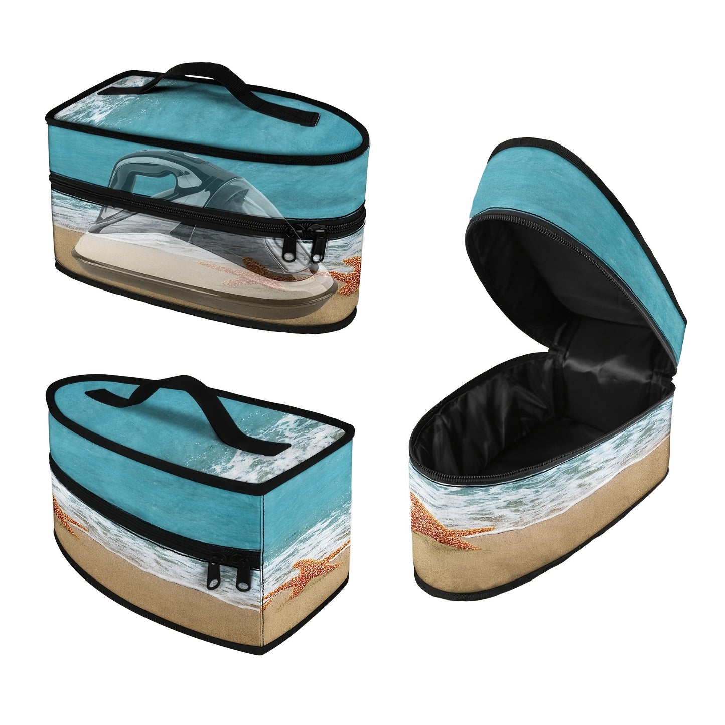 Portable Ironing Bag with Beach Starfish Print - Perfect for Travel or Storage, Dust-Proof, Polyester Material, Top Handle and Double Zipper