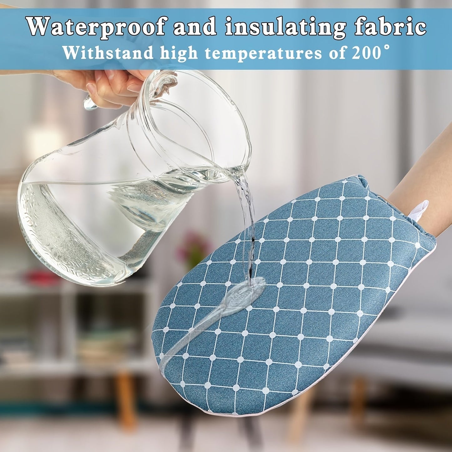 Waterproof ironing mat with anti-scorch thickening fabric, heat insulation, lightweight and convenient shape. Perfect gift for efficient ironing.