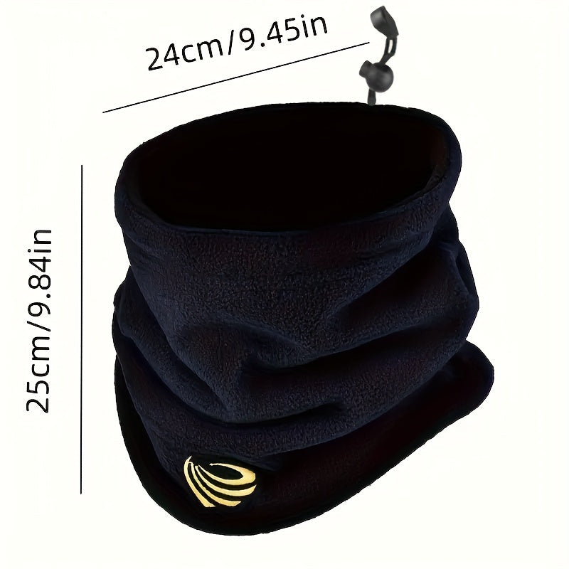 Black Winter Knit Neck Gaiter - Double-Sided Thick Fleece-Lined, Windproof & Warm for Skiing and Cycling, Scarf and Neck Warmer