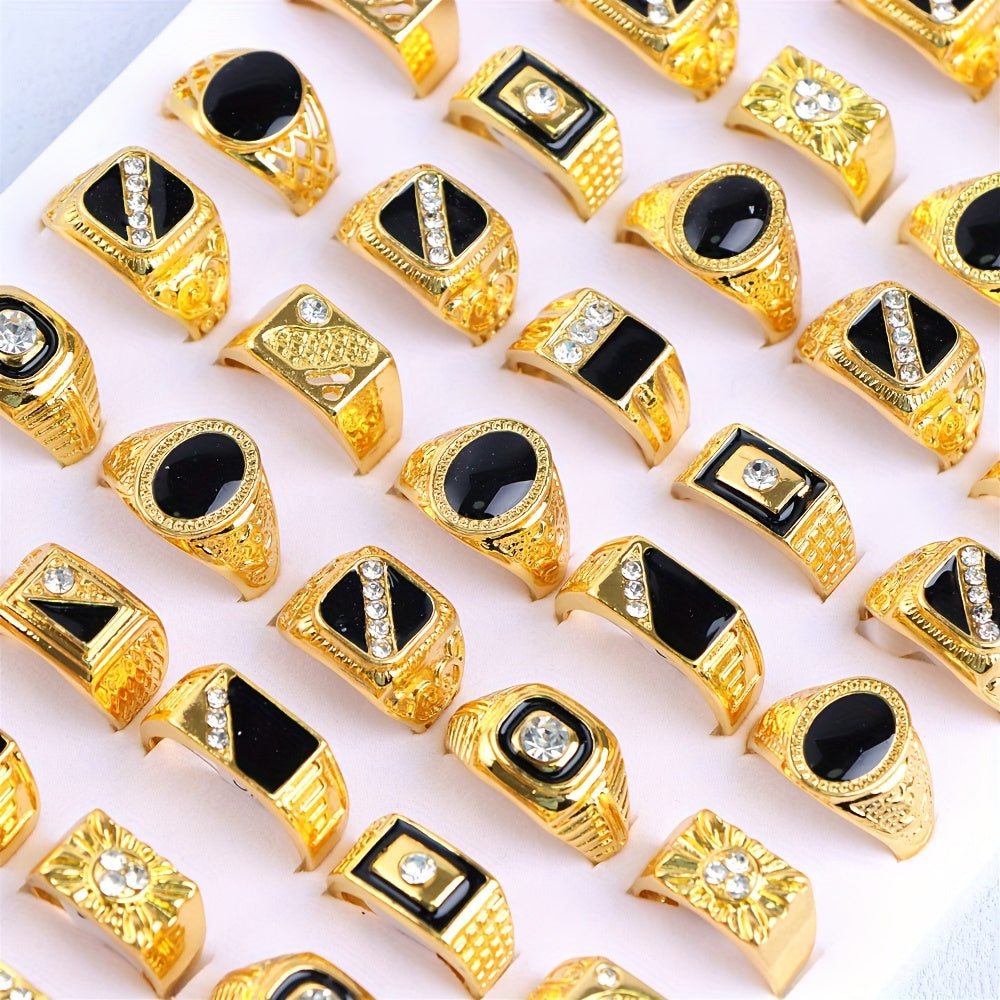 A stylish set of 10 black geometric drip rhinestone rings, suitable for both men and women. Ideal for everyday wear or adding a touch of glam to your party outfit.