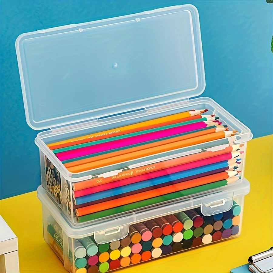 4 Large Capacity Transparent Pencil Cases - Durable Plastic, Multi-Use Storage Boxes for School & Office Supplies