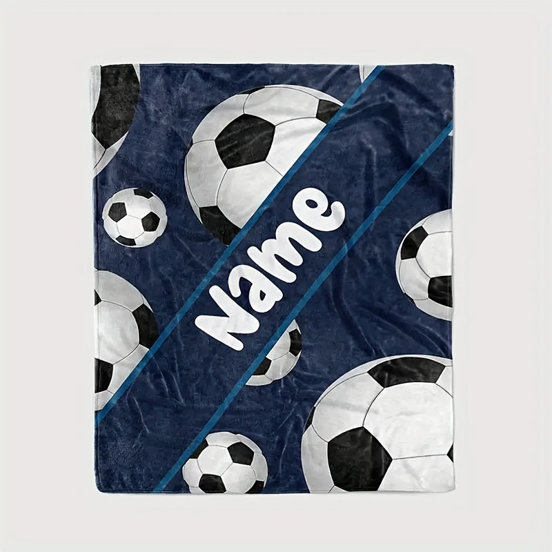 Personalized Football Print Flannel Throw Blanket - Cozy, Soft, and Customizable for Couch, Bed, Travel, Camping, Living Room, or Office - Easy to Clean, Perfect for All Seasons