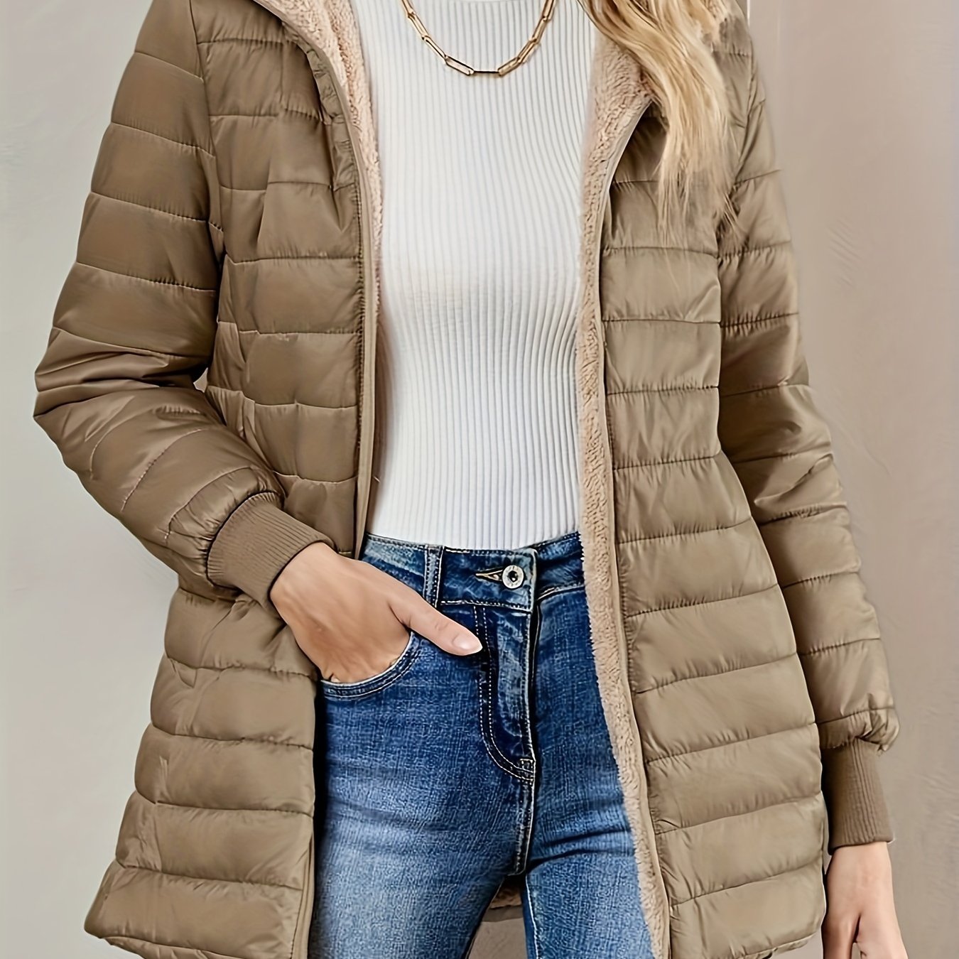 Women's Fleece Lined Zip Up Coat