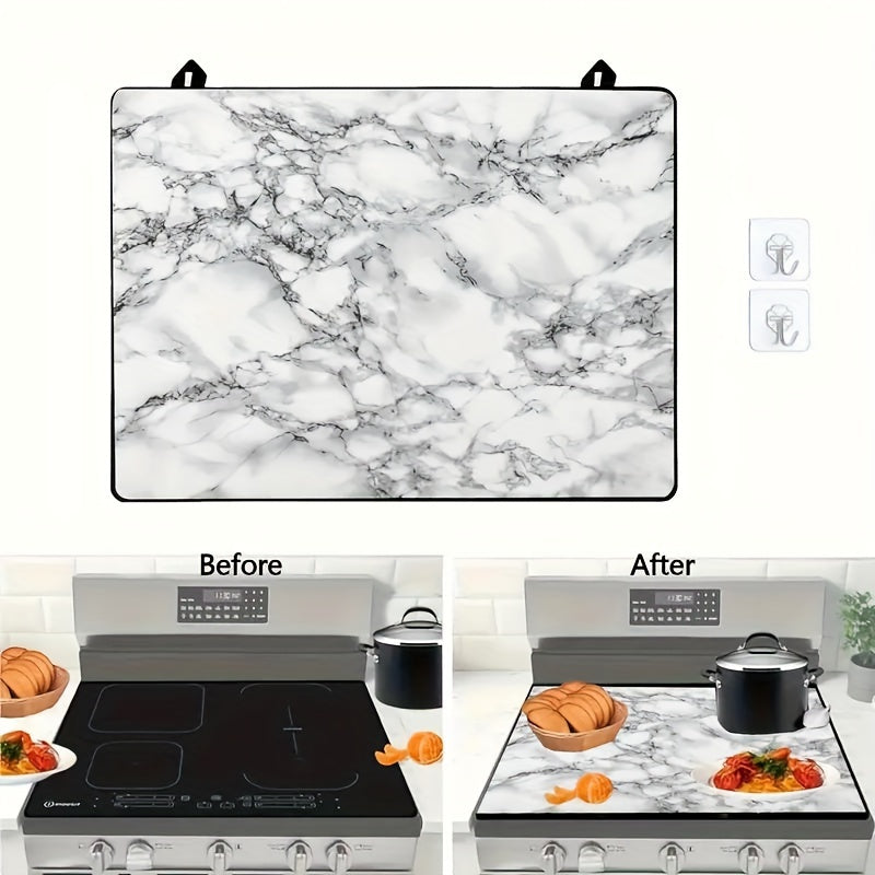 This Marble Pattern Stove Top Cover measures 72.39x52.07cm and is designed for Extra Large stoves. It is made from Anti-Slip, Scratch-Resistant material, making it suitable for Electric & Glass Stoves. This versatile Flat Top Oven Protector is ideal for