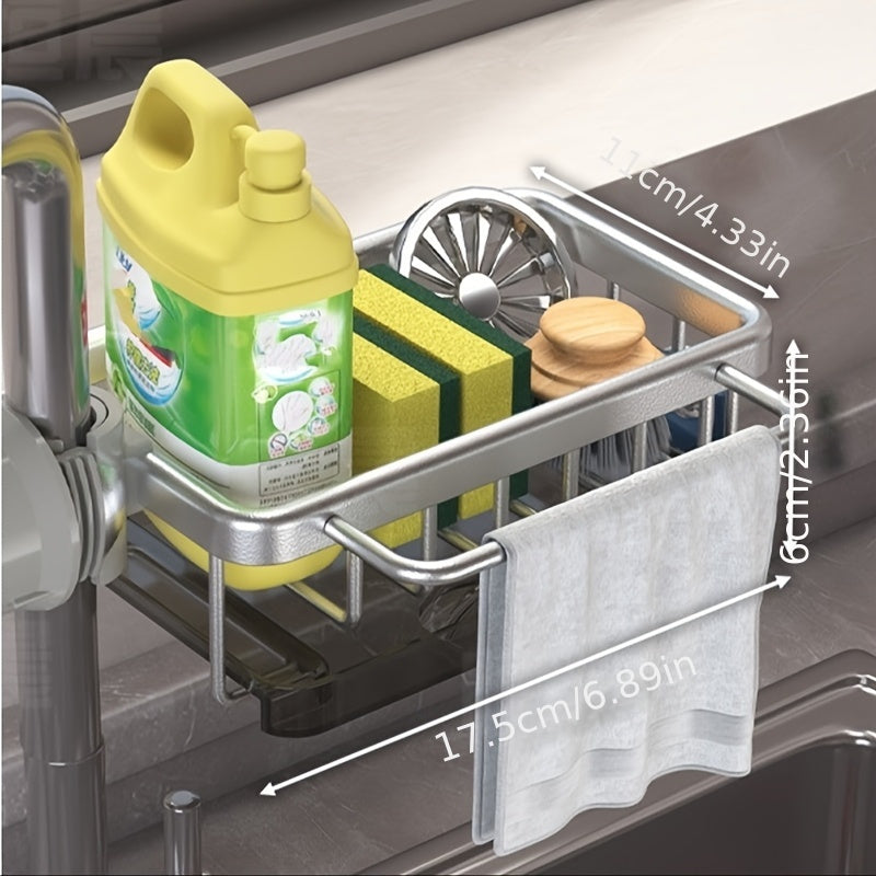 Представляем универсальное решение для хранения на кухонной мойке: многофункциональная подвесная корзина из прочного космического алюминия. В комплекте с удобным держателем для ткани и поддоном для сушки, идеально подходит для различных домашних задач.
