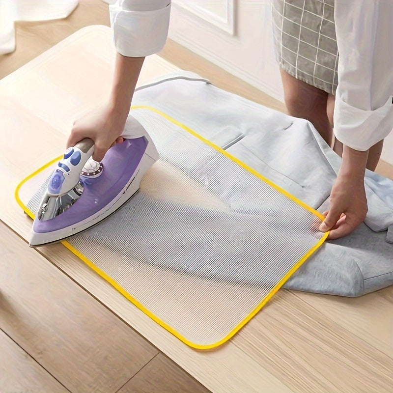 Advanced steam ironing mat with heat-resistant breathable mesh and protective barrier - a safe ironing pad for all ironing boards that requires no power, easy storage.