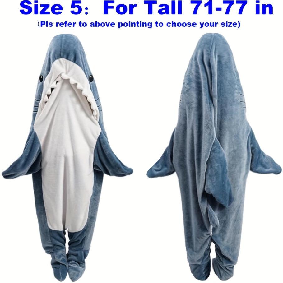 Comfy Shark Hoodie Blanket - Cozy Flannel Sleep Sack with Fun Animal Design, Easy to Clean in Washing Machine - Blue