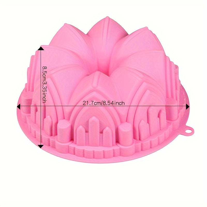 DIY Homemade Cake Making Bakeware: Silicone Cake Mold in Flower Crown Shape, 1pc Large Castle Cake Pan measuring 21.69cm X 8.51cm for Bread Toast Baking Mould.