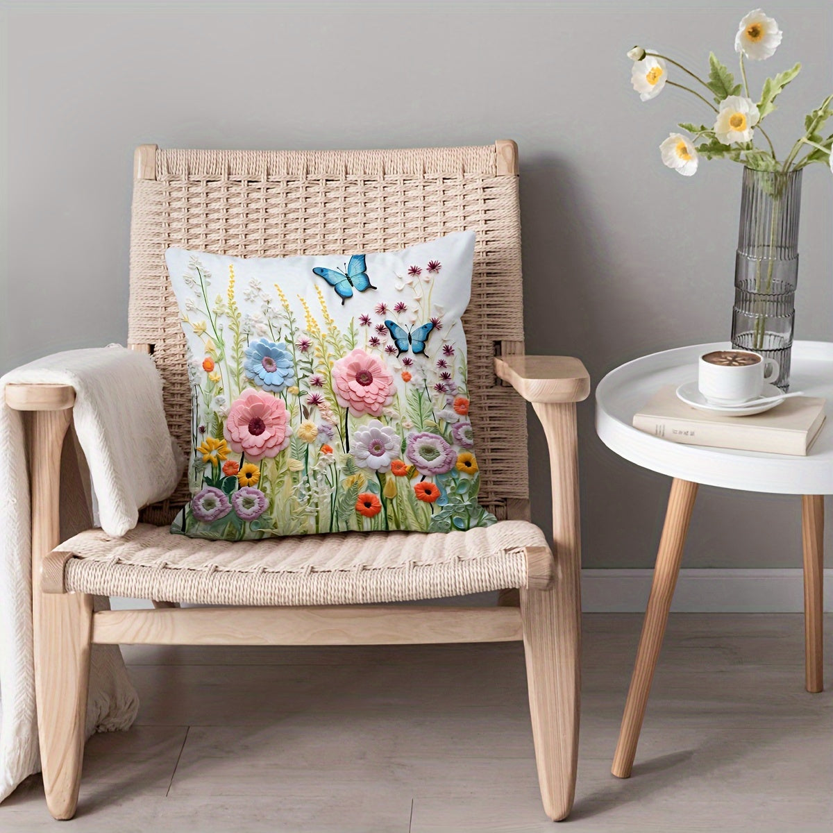 1pc Butterfly Series Digital Printed Pillow Cover, 44.96cm x 44.96cm, Single Sided Printing, Suitable for Sofa, Living Room, Bedroom, Home Decoration - No Pillow Insert included.