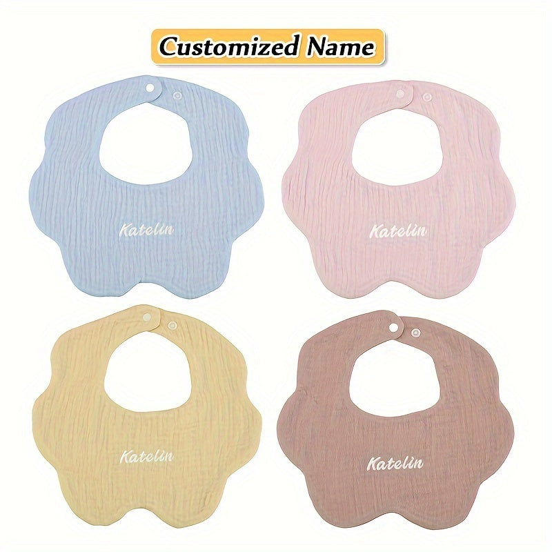 Set of 4 Soft Gauze Children's Bibs with Custom Name Option - Exceptionally Absorbent, Breathable, and Premium Quality - Ideal Gift for Kids' Birthdays, Christmas, and Halloween