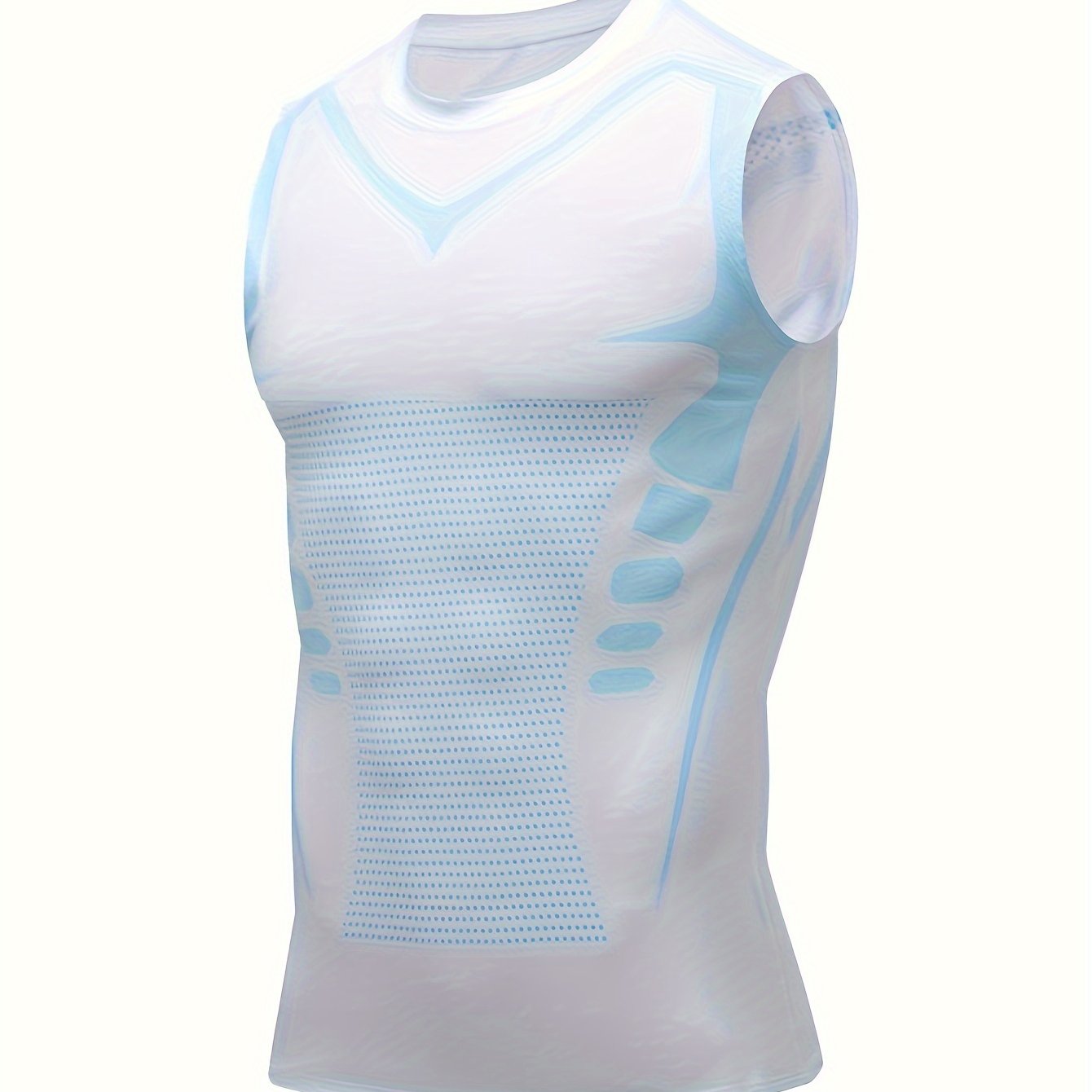 Men's Quick-Dry Athletic Tank Top with Geometric Pattern, Lightweight Polyester & Spandex Blend, Breathable and Stretchy for Fitness Training.