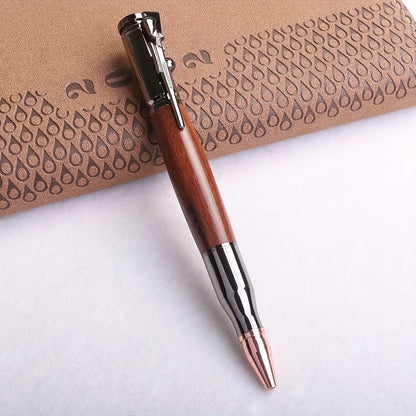 1 ballpoint pen with leather case and rosewood pen holder, suitable for business and student gifts.