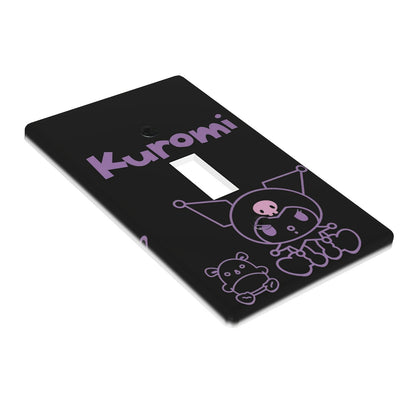 Officially licensed Kuromi-themed light switch cover, easy to install with painted screws, ideal for home decor in any room.