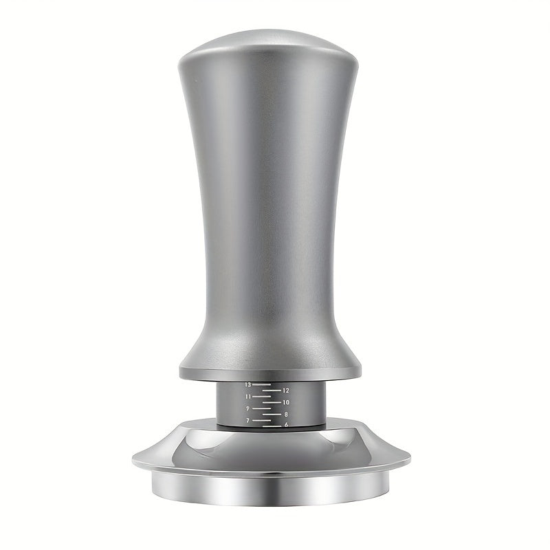 Adjustable pressure coffee tamper made of premium stainless steel, perfect for both espresso and drip coffee. An essential tool for baristas, ensuring constant pressure and even distribution of coffee powder.