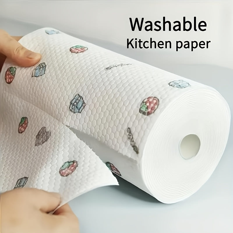 Kitchen Towel Roll with 400 Sheets - Can be Used Wet or Dry, Resistant to Oil, Ideal for Cleaning at Home, Made with Non-woven PET Fabric, Available in Various Styles, Convenient Lazy Wipes for Living Room Cleaning.