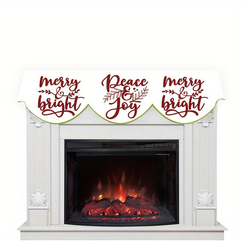 Celebrate the Season with this Festive Merry Christmas Fireplace Mantle Scarf! Made of Polyester, Easy to Set Up, Ideal for Living Room or Indoor Window Display. Measures 49.78cm x 78.7" - No Power Needed.