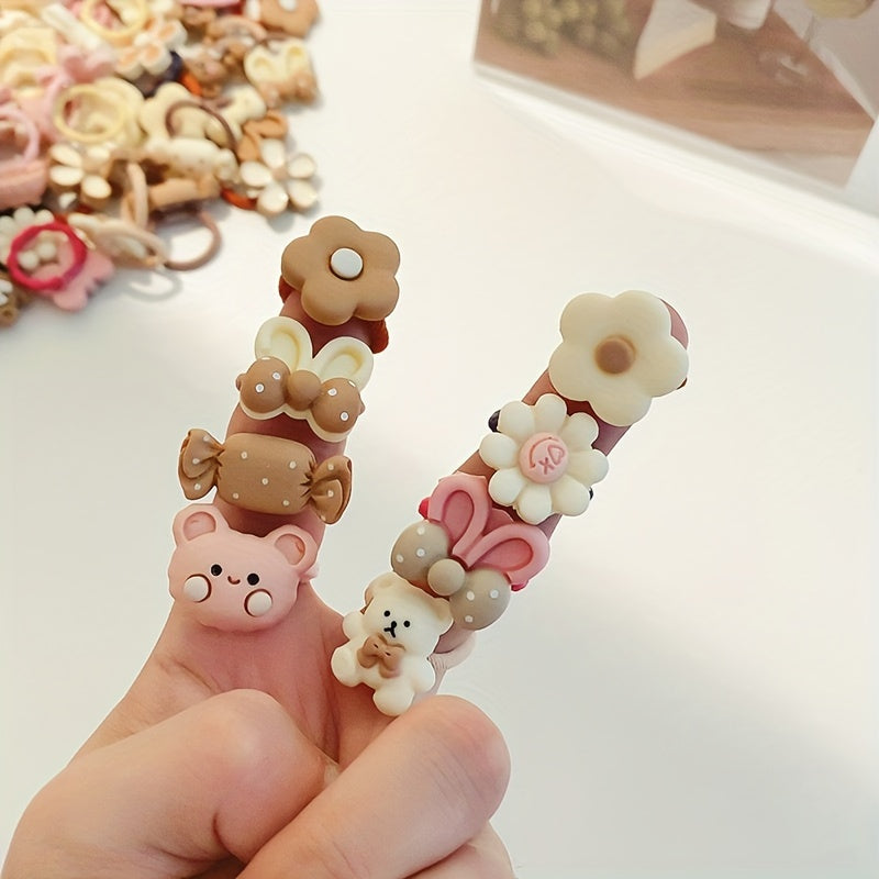 10/20/30/40/50pcs Cute Cartoon Hair Ties, Suitable for Hair Styling at Parties and Holidays, Perfect Gifts for Girls.