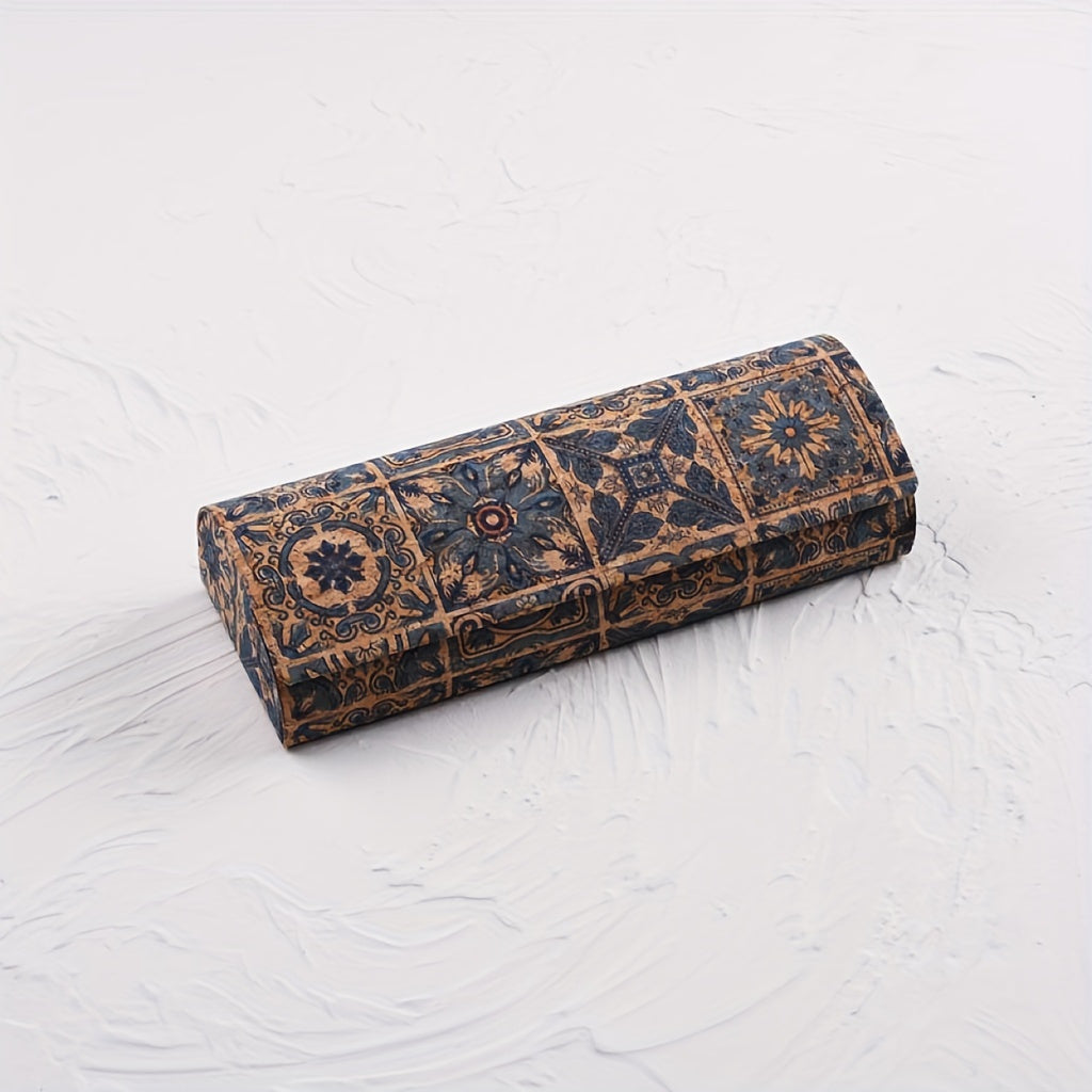 Retro Glasses Case with Magnetic Closure for Portable Protection of your Glasses - Includes Accessories