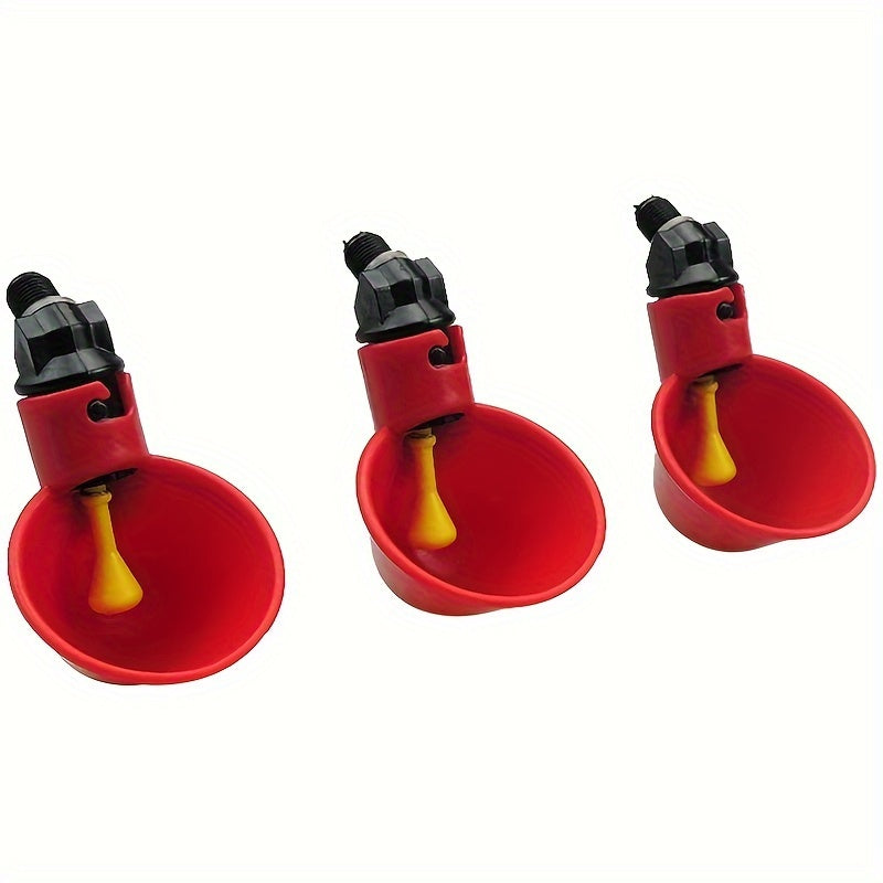 Readyou Automatic Chicken and Poultry Waterer Feeder with Cups, Red Plastic, 3/6/9 Packs