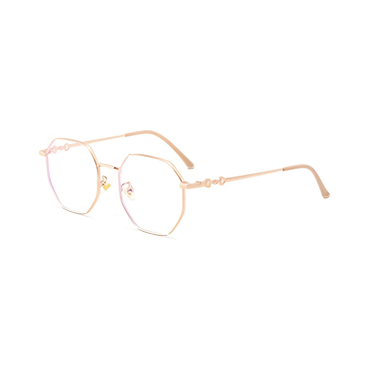 Golden-Tone Y2K Style Oversized Polygonal Frame Glasses with Polycarbonate Lenses and Metal Hinges - Perfect for Students and Shopping.