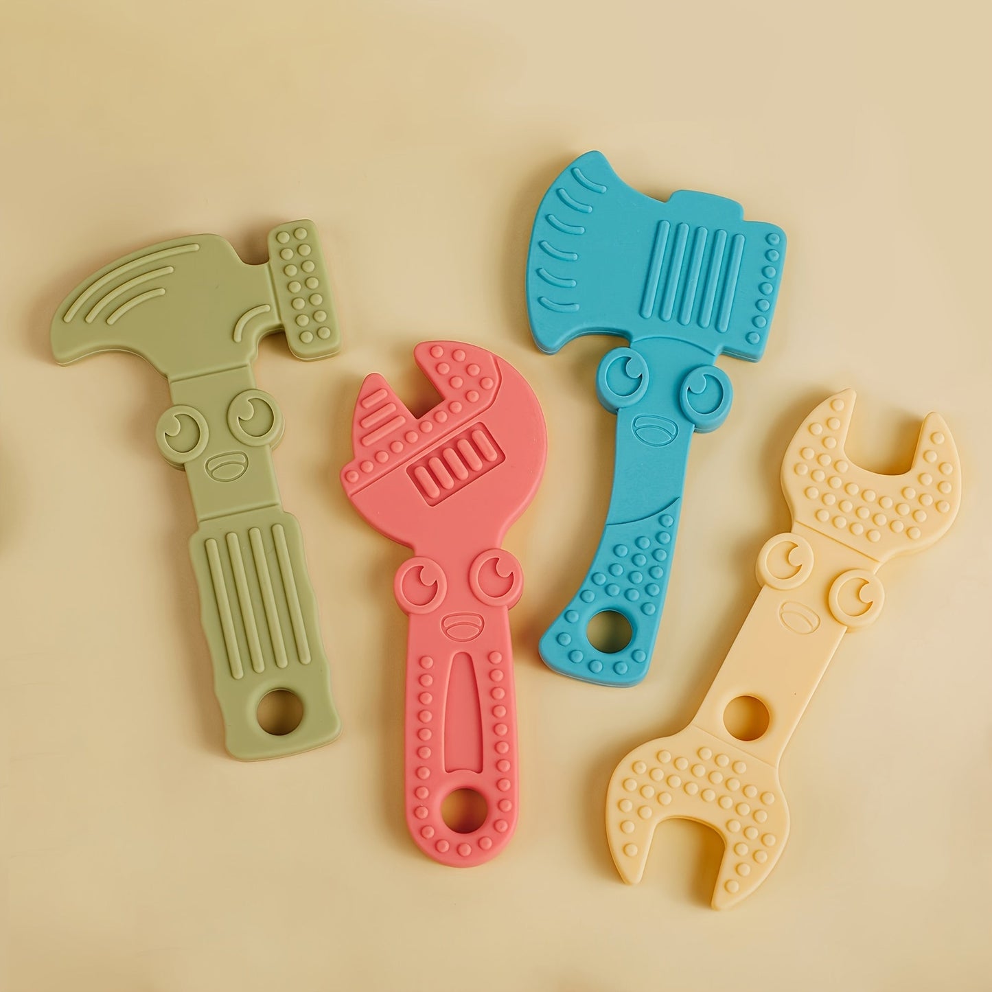 TYRY.HU 4-Pack Baby Tools Toys, Made from BPA-Free Silicone, Includes Soft-Textured Hammer, Wrench, Spanner, and Pliers, Perfect for Boys & Girls, Easy to Grip & Clean, Great Gift for Christmas & Thanksgiving