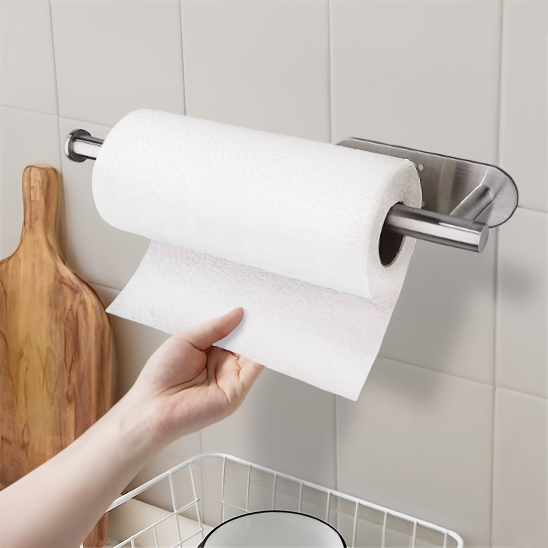 Stylish and convenient, the Modern Stainless Steel Wall Mount Paper Towel Holder in Brushed Silver is the perfect kitchen accessory for easy access to your paper towels. This sleek dispenser is designed to keep your paper towels organized and within