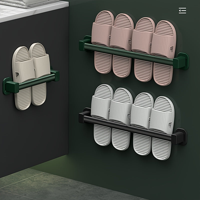 Long-lasting Aluminum Slipper Rack - Easy Wall Mount for Bathroom & Door, Prevents Slipping without the need for drilling.