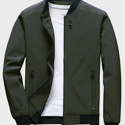 Classic Lightweight Windbreaker Jacket with Zipper Pocket