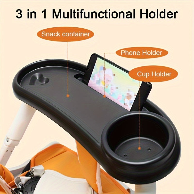 Top Pick: Multifunctional Stroller Tray with Cup Holder, Phone, and Snack Tray, Secure Non-Slip Clip for Stroller Handlebar, Perfect for On-the-Go Entertainment, Fits All Stroller Models