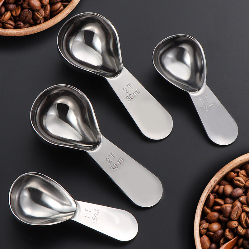 Stainless Steel Coffee Bean Measuring Spoon with Scale - 30ml Capacity, Ideal for Measuring Milk Powder, Coffee, or Baking Ingredients - 15ml Capacity