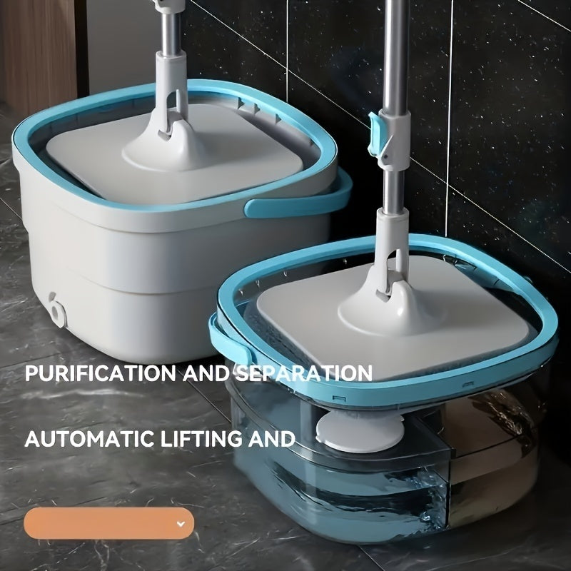 Get the convenient Sewage Separation Hands-free Wash Mop and Bucket Set, complete with 3 mop cloths. This Household Rotating Floor Mop is perfect for lazy and efficient cleaning, with a Dry and Wet dual-use design. Suitable for home, kitchen, and