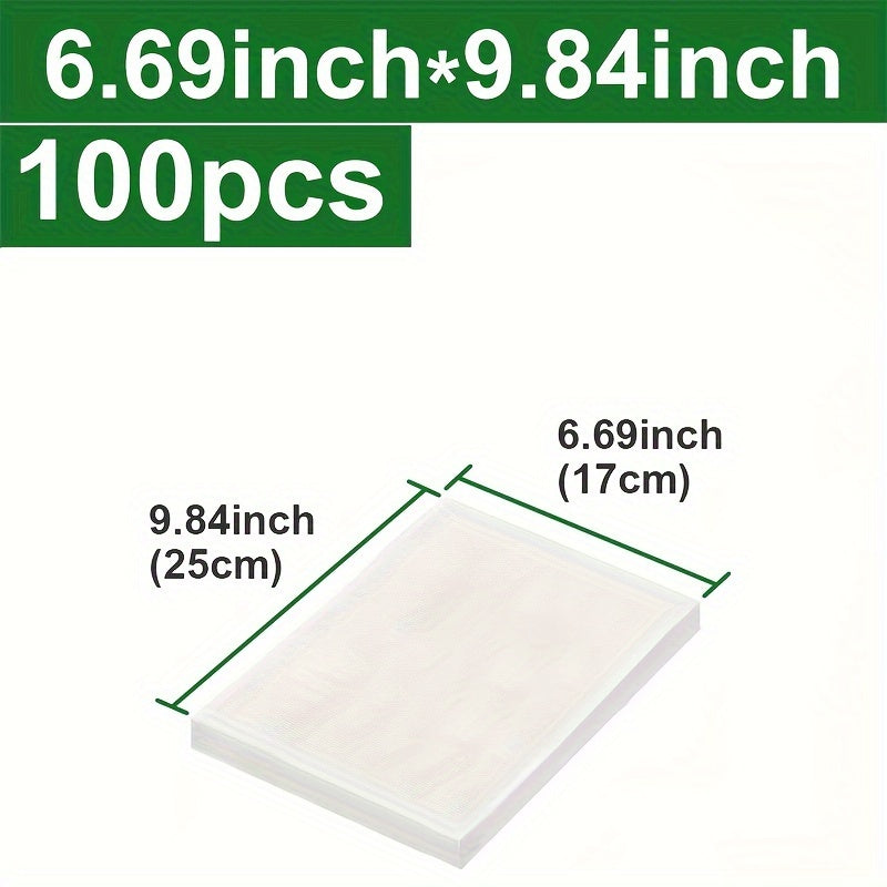 100 BPA-free Vacuum Sealer Bags for Kitchen Food Storage. Includes Vacuum Packaging Rolls for Foodsaver, Industrial Packaging bags in various sizes ranging from 3.93 to 15.74 inches. Essential Kitchen Supplies.