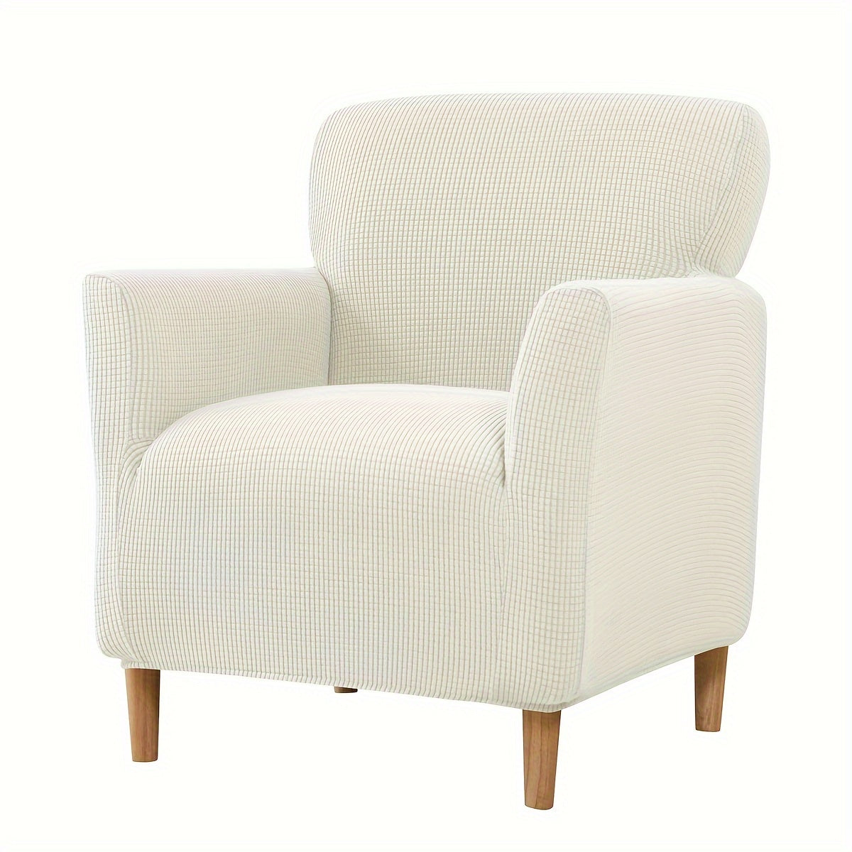 Modern armchair slipcover with slip-resistant design, machine washable polyester/spandex, and elastic-band closure - fits standard armchairs.