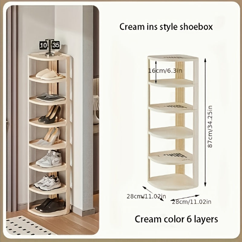 Get organized with our 1pc Multitier Shoe Rack Organizer! This freestanding plastic shoe rack requires no assembly and offers versatile storage for your entryway, bedroom, dorm, or home. With a large capacity, this shoe cabinet will help you keep your