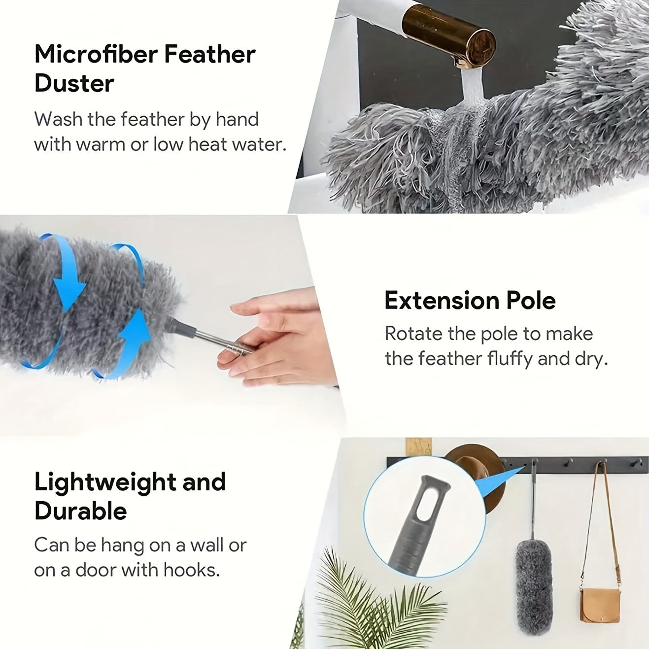 One piece of Electrostatic Dusters with Retractable Dust Removal Brush - Versatile Cleaning Tool for Fan, Desktop, Keyboard, Furniture, Car - Reusable and Washable Furniture Dust Duster - Essential Cleaning Supplies