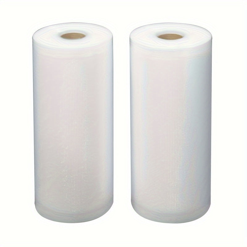 2 Rolls of Vacuum Bags for food preservation, featuring Food Savor bags and vacuum packaging for use with vacuum sealer machines. Also suitable for Sous Vide cooking, these Home Kitchen Supplies include Kitchen Accessories for convenient food storage.