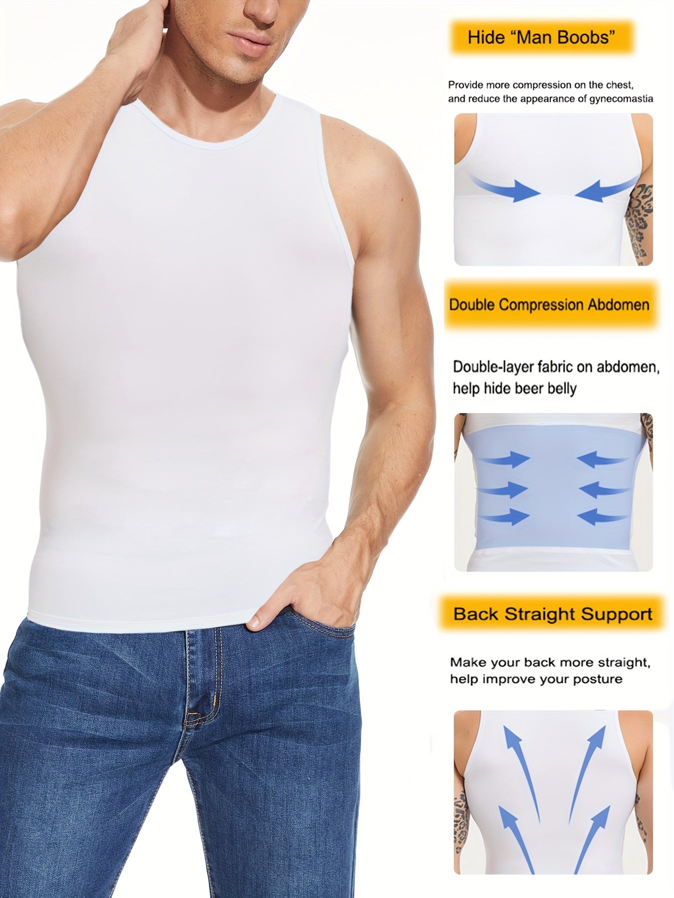 Men's Compression Tank Top for Slimming and Posture Control