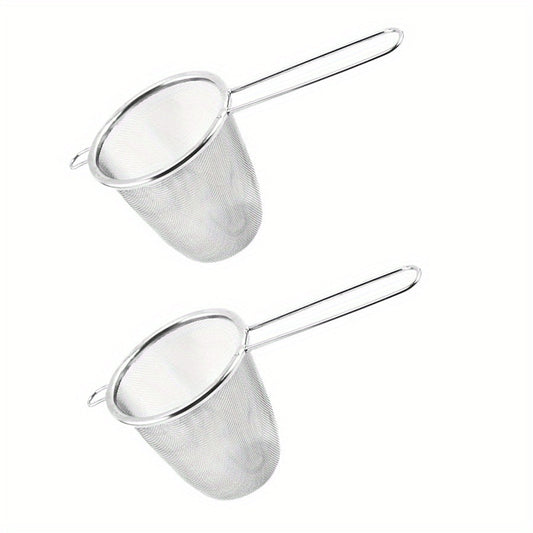 Stainless Steel Tea Strainers - Set of 2, Fine Mesh Infuser for Loose Leaf Tea, Coffee, and Spices, Strong Metal Filter for Different Cup Sizes, Essential Kitchen Accessory