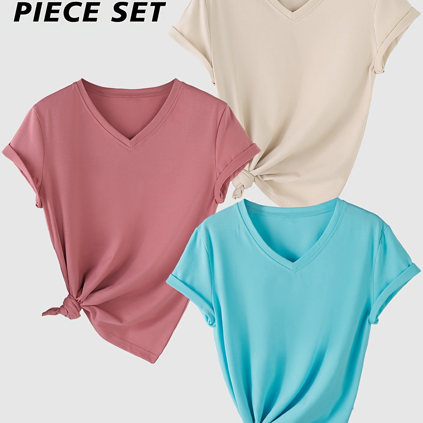 Short-Sleeve V-Neck Set