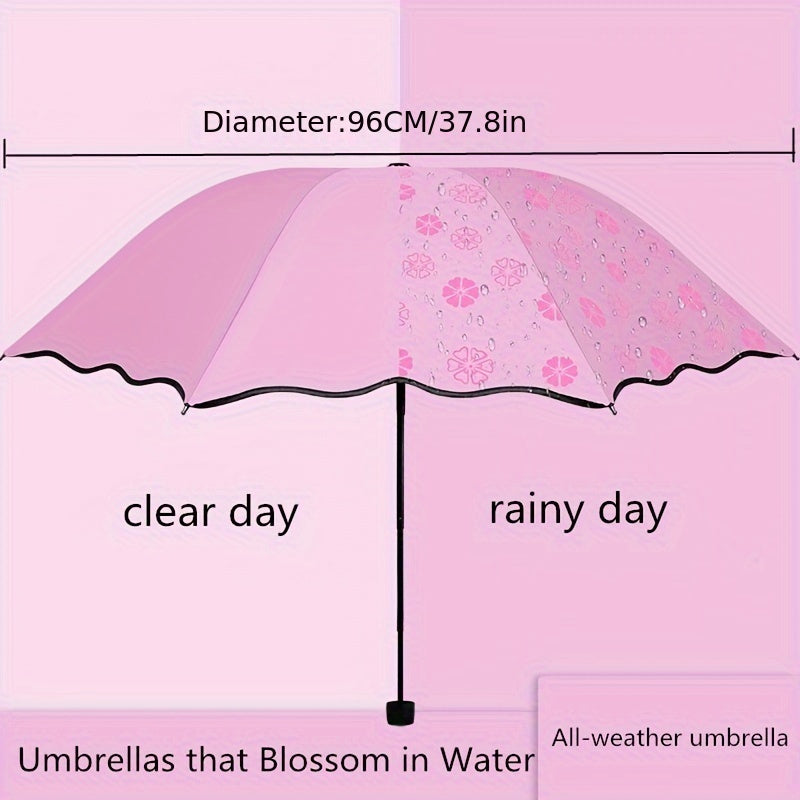 Waterproof folding umbrella with sun protection and wind resistance, Blossoming In Water Sun Umbrella.