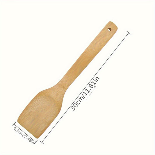 Bamboo wood spatula for non-stick cooking, perfect for Halloween and Christmas.