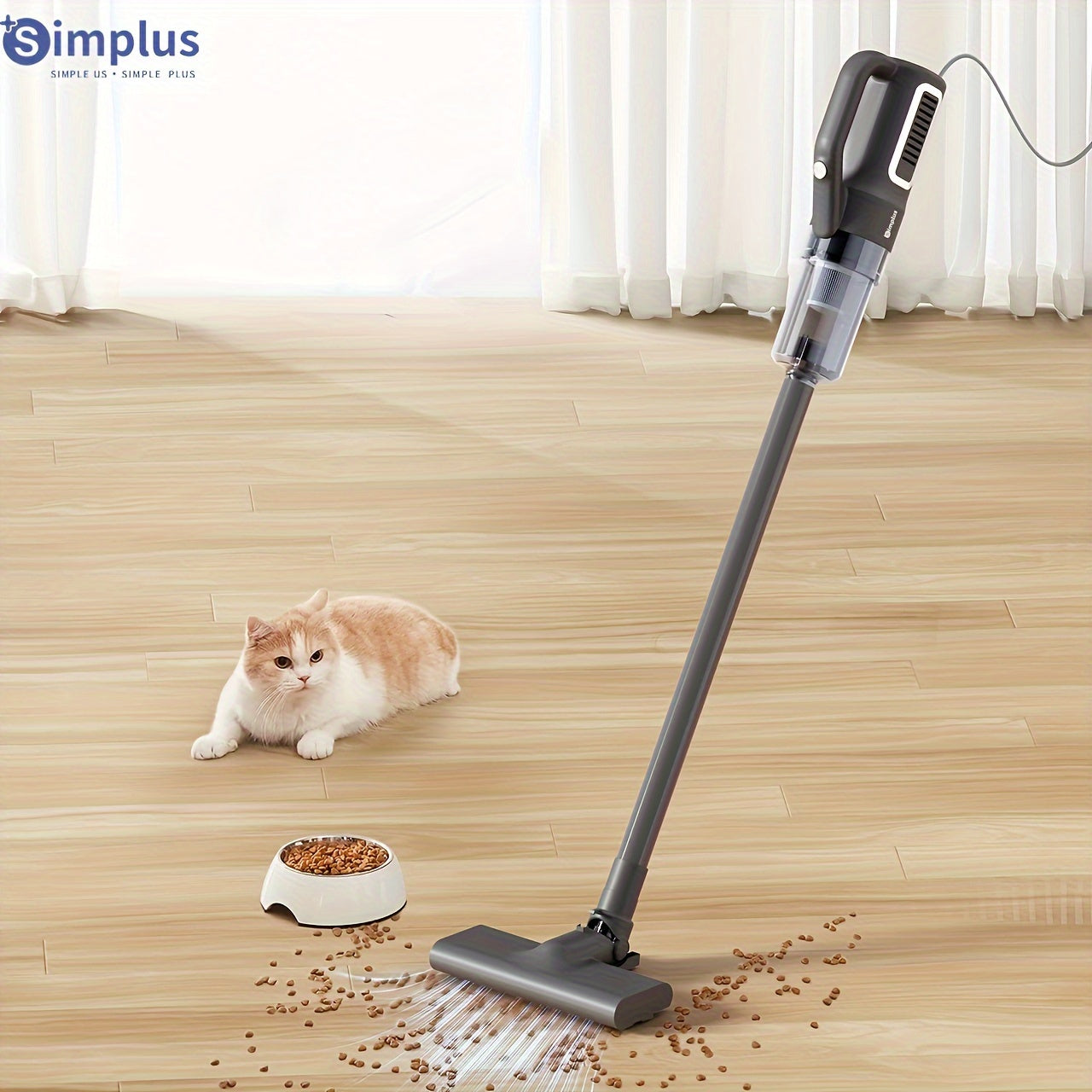 Simplus Vacuum Cleaner offers powerful cleaning with 16000PA suction, 400W power, and a 0.5L dust cup. The nine-piece set includes a dual filtration system and a 4-meter cord for