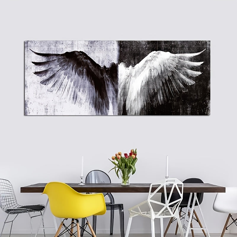 Modern black and white angel wings canvas art - Stunning decor for home and office