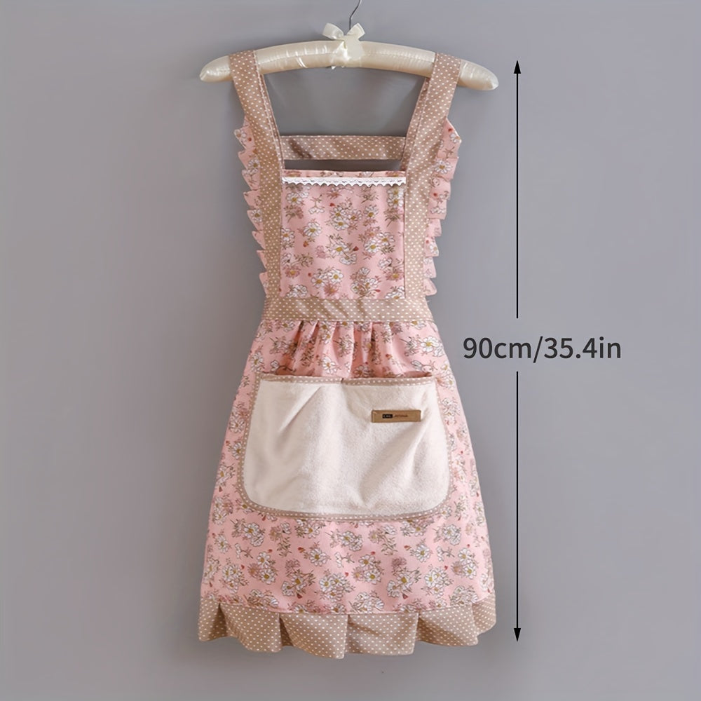 1 piece of Cute Strap Canvas Apron with Hood, Waterproof and Oil-resistant Workwear Waist Apron for waiters and chefs.