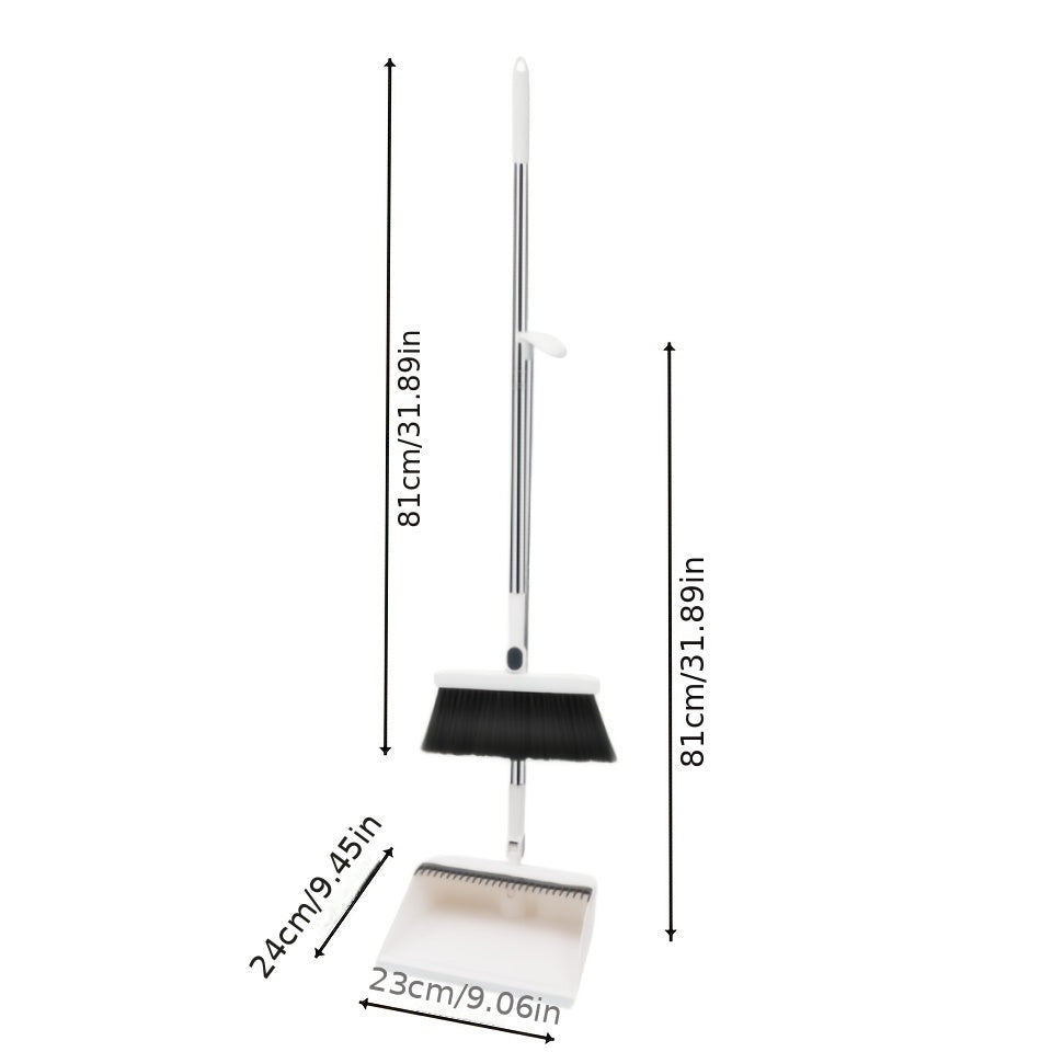 A versatile broom set consisting of three pieces: a broom, dustpan, and hanging water board. The broom features a 360-degree bendable brush head with windproof design and dense bristles, making it ideal for cleaning furniture. Perfect for use in home