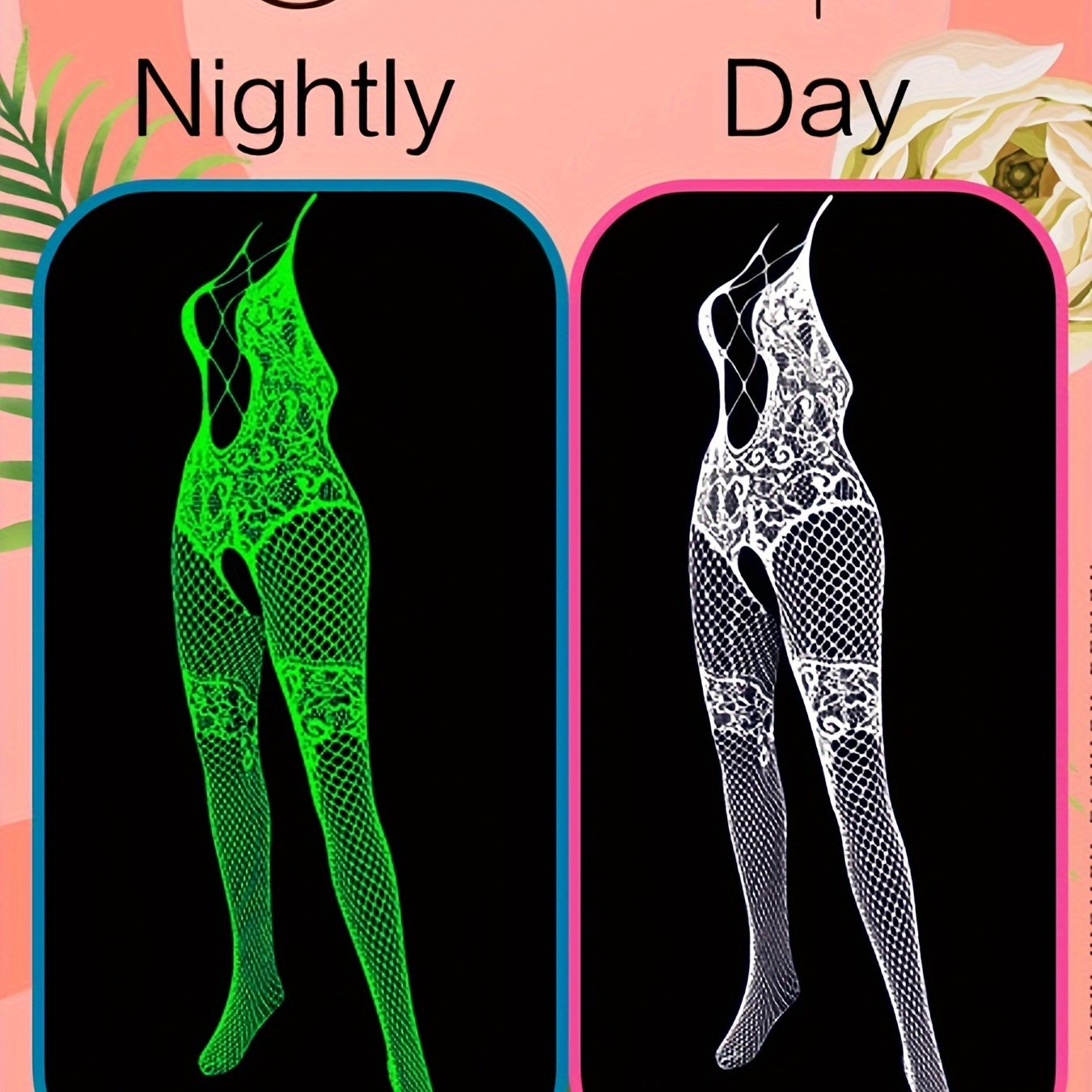 Neon glow-in-the-dark fishnet bodystocking for women, perfect for Y2K clubwear.